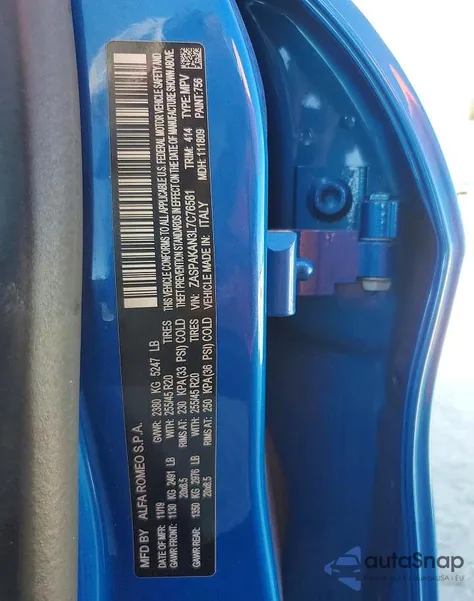 2020 Alfa Romeo Stelvio z USA, uszkodzony, nr VIN ZASPAKAN3L7C76581